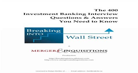 Likely even better, for tax purposes, is to participate in an. . Investment banking 400 questions pdf